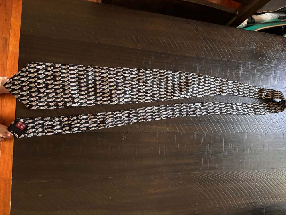 Museum Artifacts Zebra Print Silk Necktie Black Hand Made All Silk